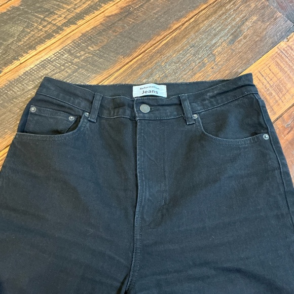 Reformation Cynthia High-Rise Straight Cropped Black Jeans Size 29 - Picture 5 of 9